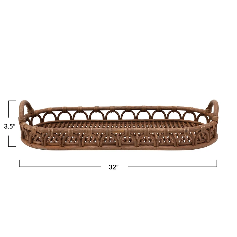 Hello Honey® Hand-Woven Rattan Tray with Handles