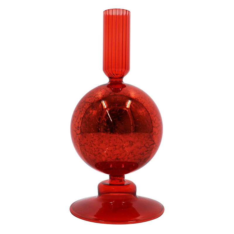 7" Red Cracked Glass Ball Taper Candle Holder by Ashland®