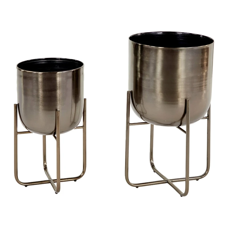 Metal Contemporary Stand Planter Set