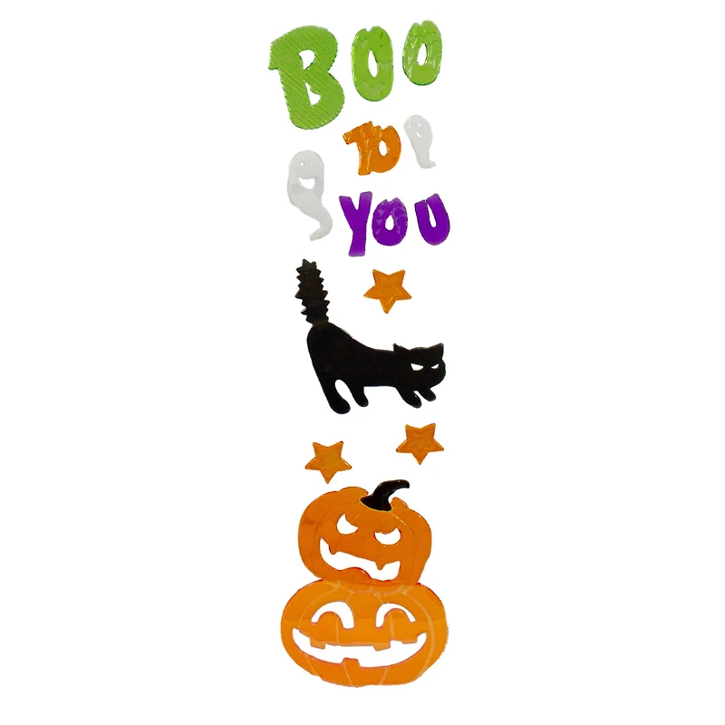 Green & Orange Boo To You Halloween Gel Window Clings