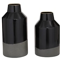 The Novogratz Set of 2 Black Metal Contemporary Vase, 10", 12"