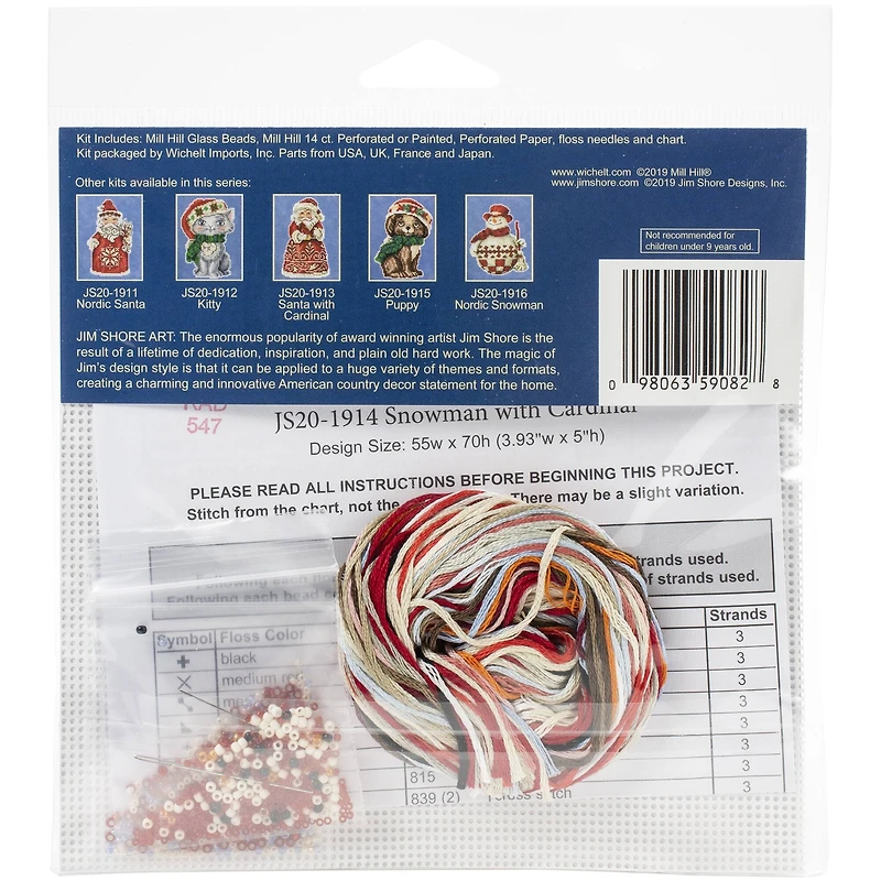 Mill Hill® Jim Shore Snowman With Cardinal Counted Cross Stitch Kit