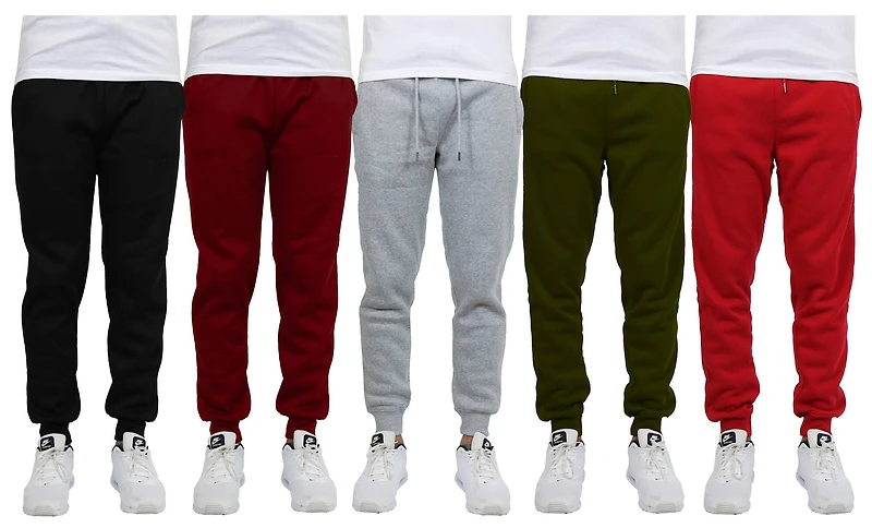 Galaxy by Harvic Fleece-Lined Men's Jogger Sweatpants 5 Pack