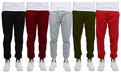 Galaxy by Harvic Fleece-Lined Men's Jogger Sweatpants 5 Pack