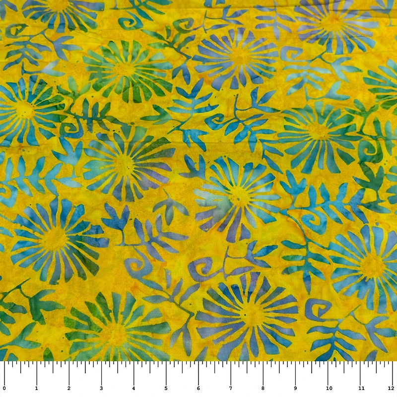Feldman Premium Indonesia Batik Blue & Green Daisy Fabric