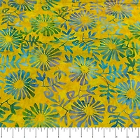 Feldman Premium Indonesia Batik Blue & Green Daisy Fabric