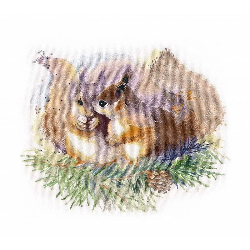 Oven Squirrels Cross Stitch Kit