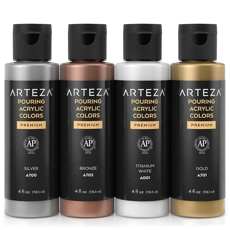 Arteza® Pouring Acrylic Metallic Tones Paint Set