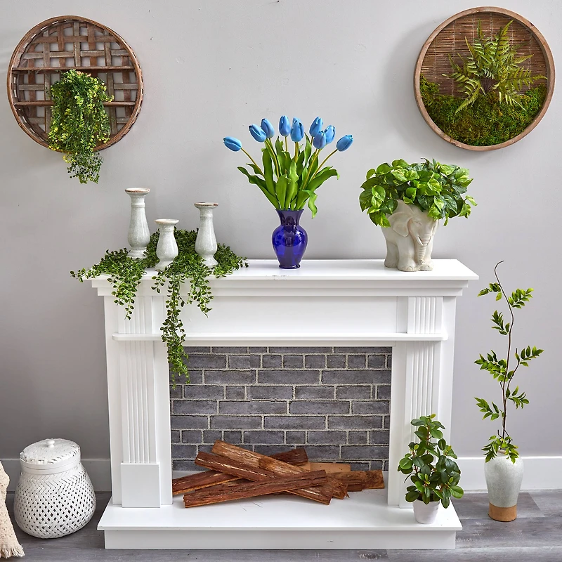 22" Light Blue Dutch Tulip Arrangement in Blue Vase