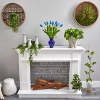 22" Light Blue Dutch Tulip Arrangement in Blue Vase