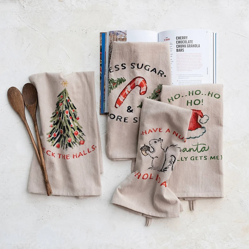 Hello Honey® 28" Cotton Printed Tea Towel with Loop Set