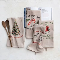 Hello Honey® 28" Cotton Printed Tea Towel with Loop Set