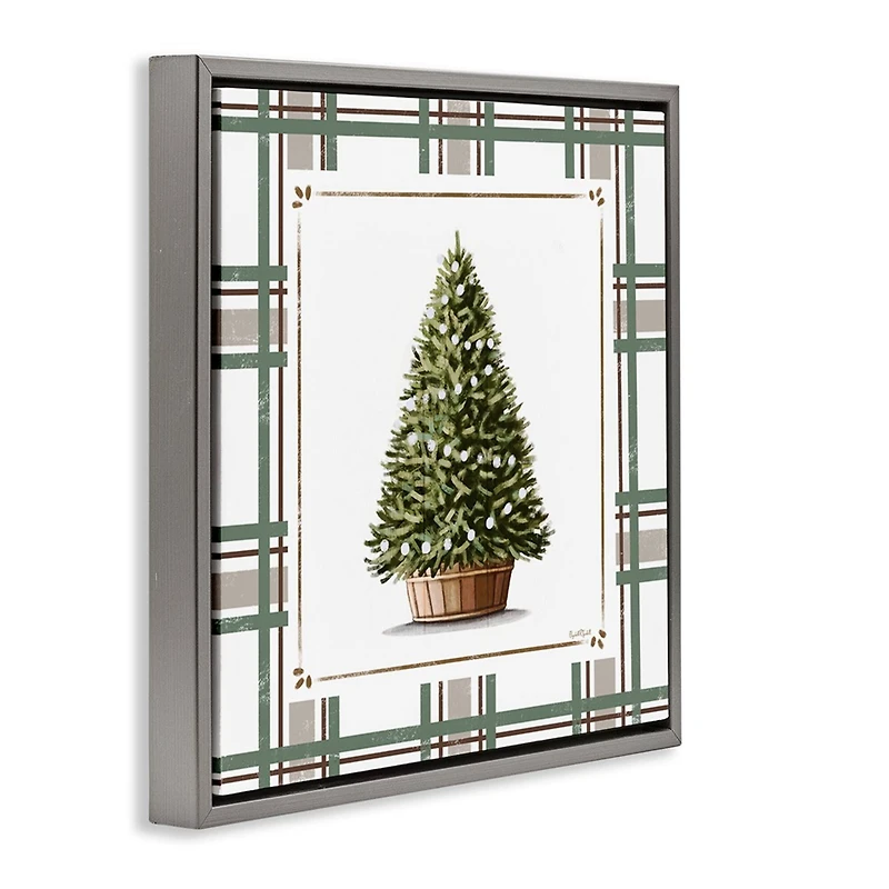 Stupell Industries Potted Christmas Tree Plaid Floating Frame Wall Art