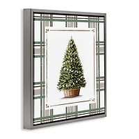 Stupell Industries Potted Christmas Tree Plaid Floating Frame Wall Art