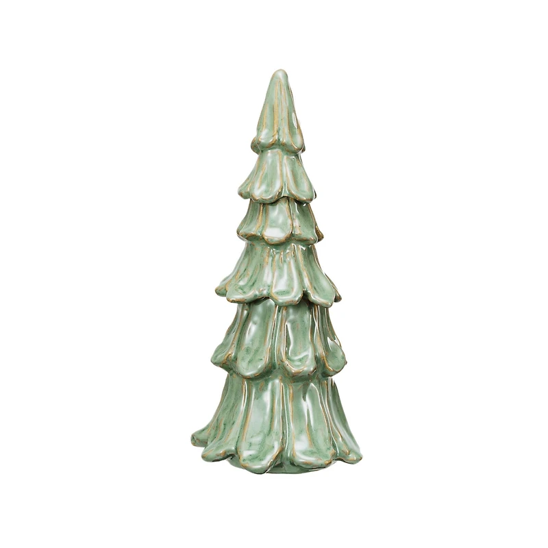 Hello Honey® 10" Green Handmade Stoneware Tree Décor with Reactive Glaze