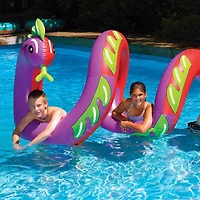 Swim Central 96" Inflatable Purple & Green Two Headed Curly Serpent Swimming Pool Float