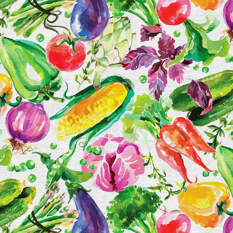 Fabric Editions White Veggie Garden Cotton Fabric