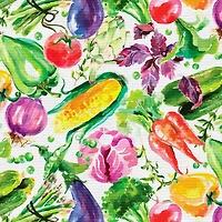 Fabric Editions White Veggie Garden Cotton Fabric