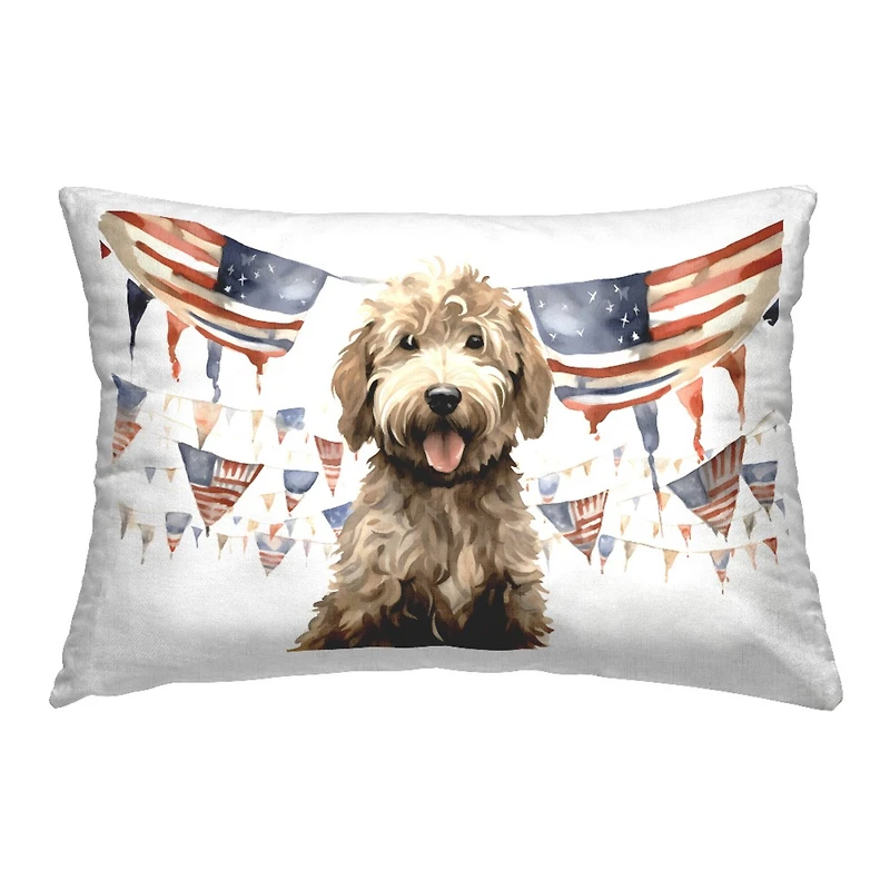 Stupell Industries Patriotic Pup with Flags Decorative Printed Throw Pillow