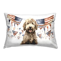 Stupell Industries Patriotic Pup with Flags Decorative Printed Throw Pillow
