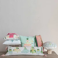 Hello Honey® 16" Pink Velvet Appliqué Bow Accent Pillow