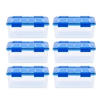 Iris® 4gal. Clear Plastic Storage Boxes With Blue Lid, 6 Pack