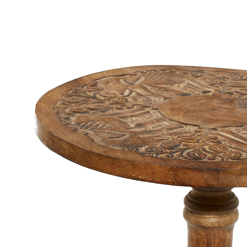 Brown Mango Wood Traditional Accent Table, 21" x 17" x 17"
