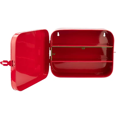 Mind Reader Red Galvanized Steel Vintage Wall Mounting First Aid Storage Box With Buckle Lock