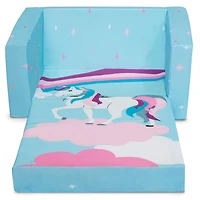 Delta Children Blue Unicorn Cozee Flip Out 2-in-1 Convertible Chair to Lounger