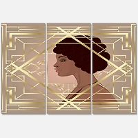 Designart - Retro Women In Golden Art Deco Geometrics II