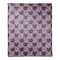 Cat Moon & Stars Pattern Fleece Blanket
