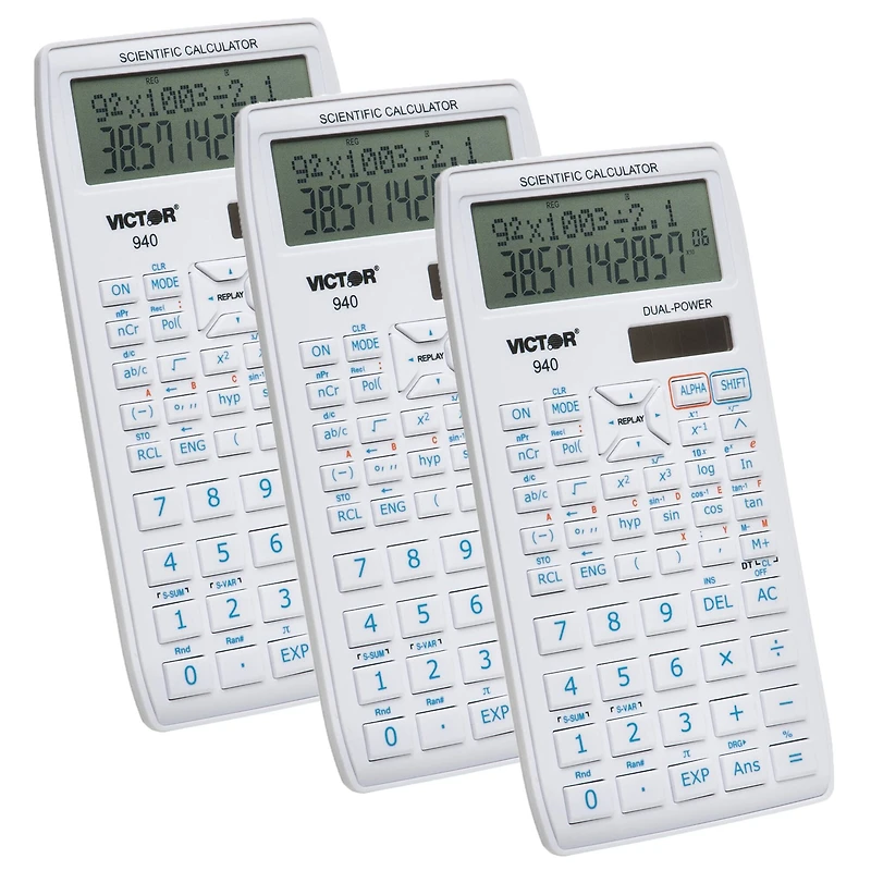 Victor Scientific Calculator with 2 Line Display, Pack of 3