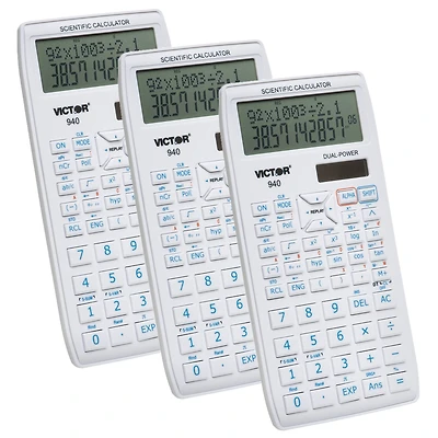 Victor Scientific Calculator with 2 Line Display, Pack of 3
