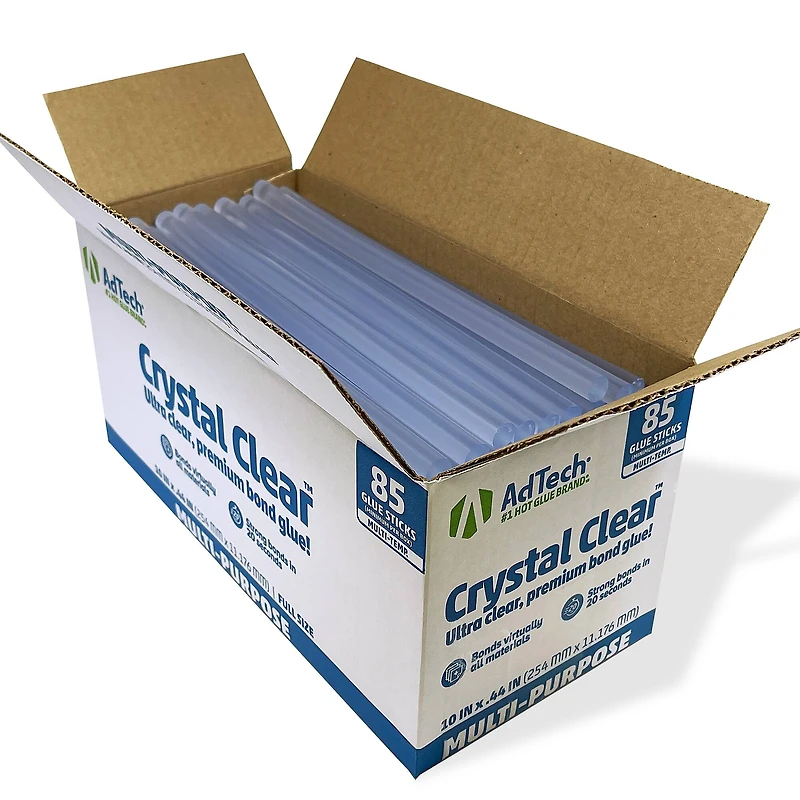 AdTech® Crystal Clear 10" Full-Size Hot Glue Sticks, 85ct.