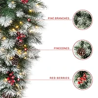 Glitzhome® 3ft. Pre-Lit Pinecones & Berries Artificial Christmas Teardrop Swag