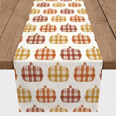 90" Plaid Pumpkins Poly Twill Table Runner