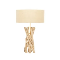 24" Natural Beige Wood Rustic Table Lamp