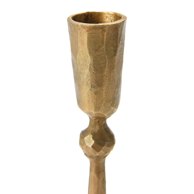 Hello Honey® 7" Antique Brass Hand-Forged Metal Taper Candle Holder