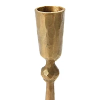 Hello Honey® 7" Antique Brass Hand-Forged Metal Taper Candle Holder