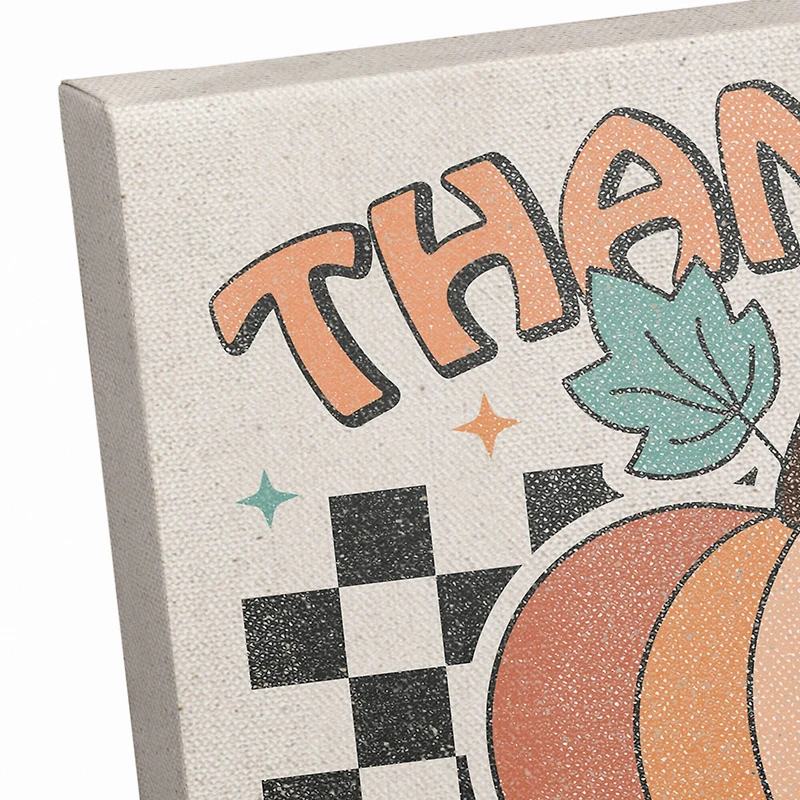 Thankful Grateful Blessed Check 12" x 12" Canvas Wall Art