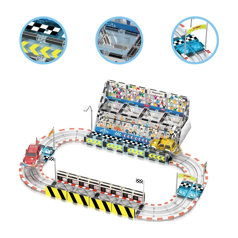 PicassoTiles® Magnetic Race Track Stadium Construction Set