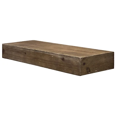 Small Walnut Brown Rustic Wood Floating Wall Shelf