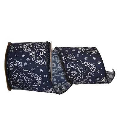 Reliant 2.5" x 10yd. Wired Navy Bandana West Ribbon