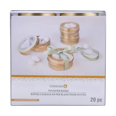 2.5" Gold Round Tin Favor Boxes, 20ct. by Celebrate It™