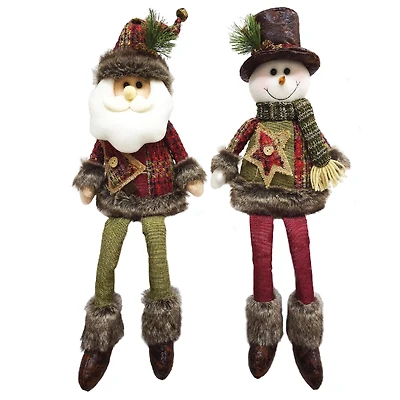 Santa's Workshop 20" Santa & Snowman Patchwork Pals Set