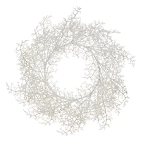 22" White Glittered Plastic Twig Wreath