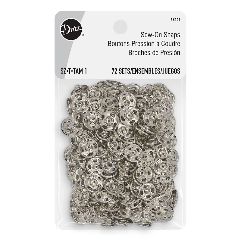 Dritz® Silver Sew-On Snaps, 72 Sets