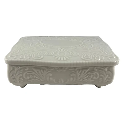 5.5" White Ceramic Jewelry Box Tabletop Décor by Ashland®