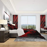 Designart Red & Gray Mixer Modern & Contemporary Duvet Cover & Shams Bedding Set