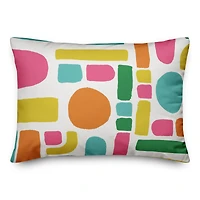 20" Abstract Neon Shapes Pattern Spun Poly Pillow